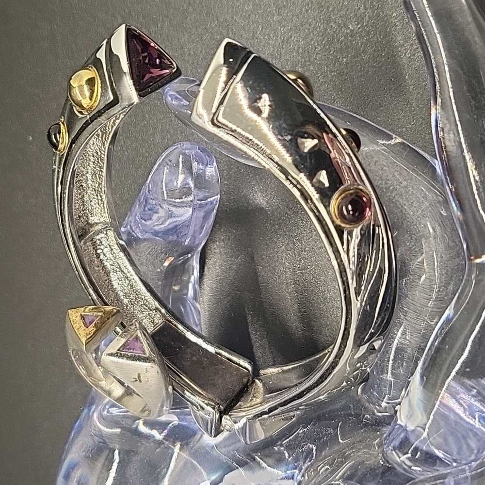 Amethyst hinged bracelet w/ complimentary ring - Picture 6 of 13